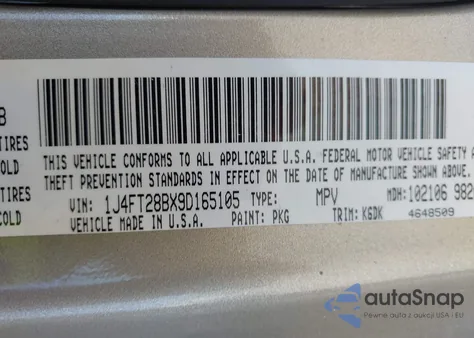 2009 Jeep Patriot Sport from USA, damaged, VIN 1J4FT28BX9D165105